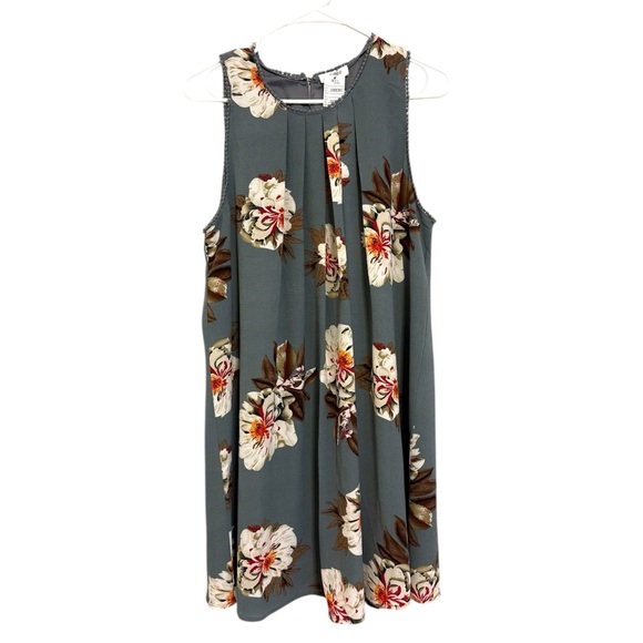 Umgee Dresses & Skirts - 2/$30 Umgee - Gray Floral Sleeveless Mini Dress Size M NWT